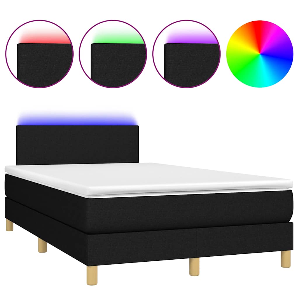 Thumbnail - vidaXL Boxspringbett mit Matratze & LED Schwarz 120x190 cm Stoff