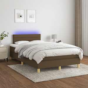 Box spring postel s matrací a LED tmavě hnědá 120x190 cm textil - obrázek 4