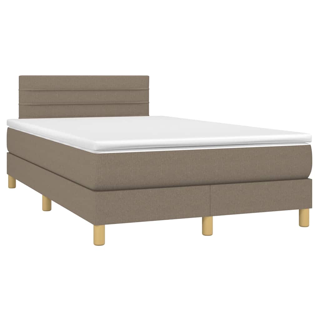 vidaXL Boxspring met matras en LED stof taupe 120x190 cm afbeelding