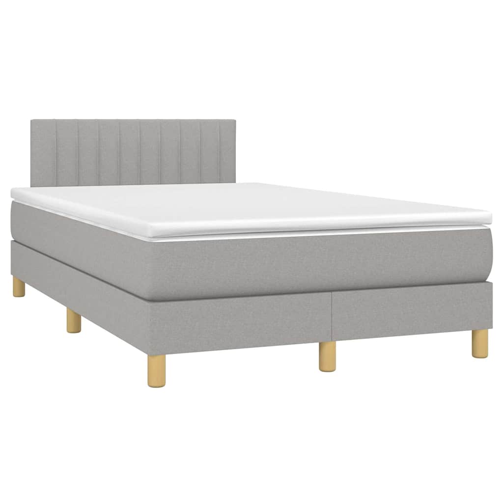 vidaXL Boxspring met matras en LED stof lichtgrijs 120x190 cm afbeelding