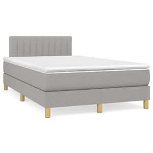 Box spring postel s matrací a LED světle šedá 120x190 cm textil - obrázek 1
