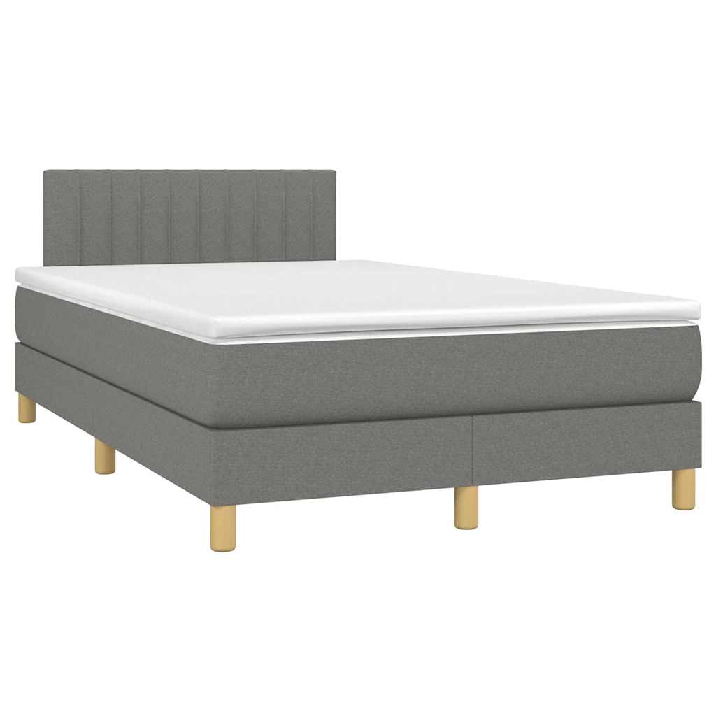vidaXL Boxspring met matras en LED stof donkergrijs 120x190 cm afbeelding