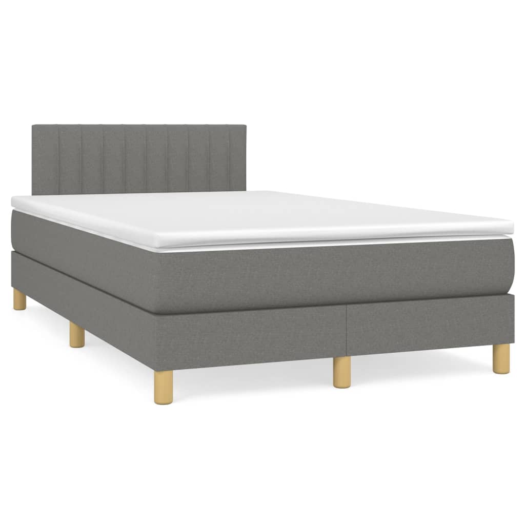 Box spring postel s matrací a LED tmavě šedá 120x190 cm textil