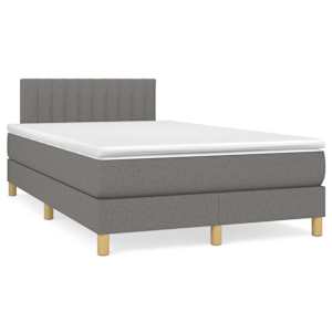 Box spring postel s matrací a LED tmavě šedá 120x190 cm textil - obrázek 1