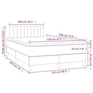 Box spring postel s matrací a LED tmavě hnědá 120x190 cm textil - obrázek 11