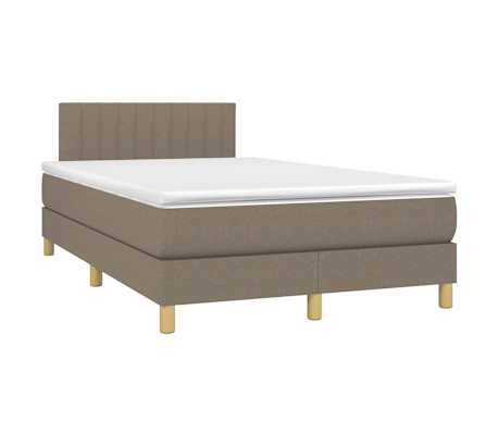 vidaXL Κρεβάτι Boxspring με Στρώμα & LED Taupe 120x190 εκ. Υφασμάτινο