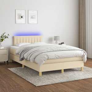 Box spring postel s matrací a LED krémová 120x190 cm textil - obrázek 4