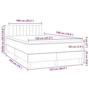 Box spring postel s matrací a LED krémová 120x190 cm textil - obrázek 11