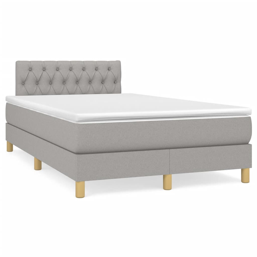 Boxspringbett mit Matratze & LED Hellgrau 120×190 cm Stoff