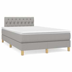 Box spring postel s matrací a LED světle šedá 120x190 cm textil - obrázek 1