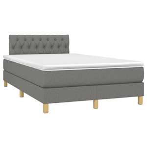 Box spring postel s matrací a LED tmavě šedá 120x190 cm textil - obrázek 3