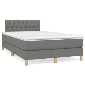 Box spring postel s matrací a LED tmavě šedá 120x190 cm textil - obrázek 1