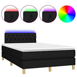 Box spring postel s matrací a LED černá 120x190 cm textil - obrázek 2