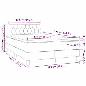 Box spring postel s matrací a LED tmavě hnědá 120x190 cm textil - obrázek 11
