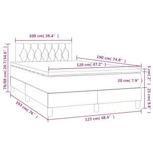 Box spring postel s matrací a LED krémová 120x190 cm textil - obrázek 11