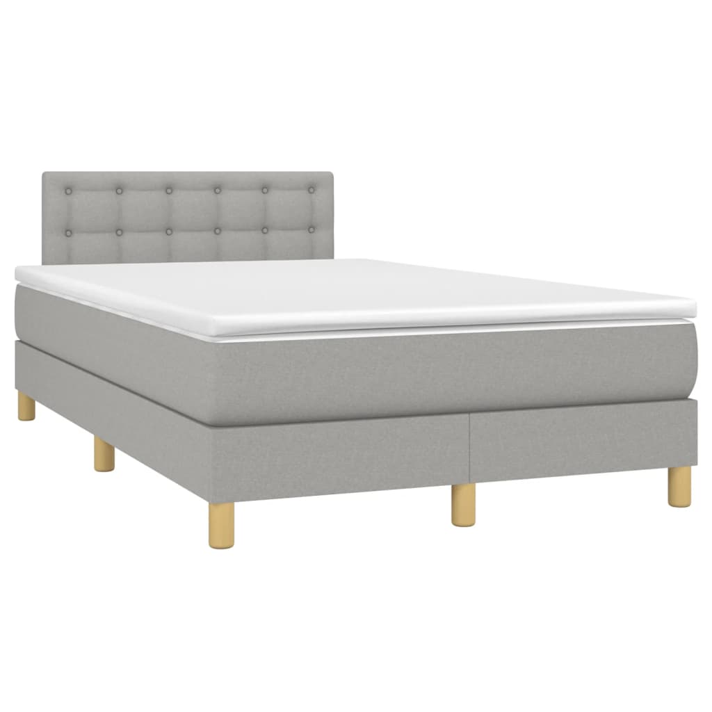 vidaXL Boxspring met matras en LED stof lichtgrijs 120x190 cm afbeelding