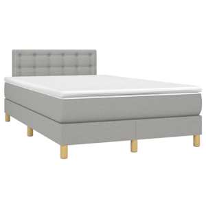 Box spring postel s matrací a LED světle šedá 120x190 cm textil - obrázek 3