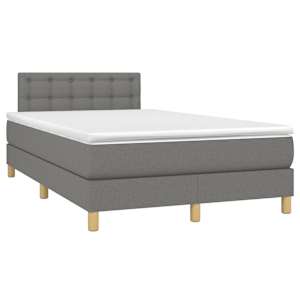 Box spring postel s matrací a LED tmavě šedá 120x190 cm textil - obrázek 3