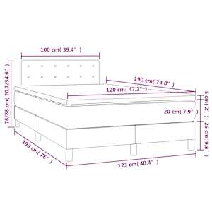 Box spring postel s matrací a LED tmavě šedá 120x190 cm textil - obrázek 11