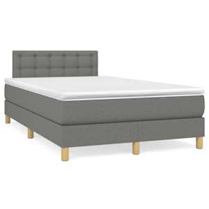 Box spring postel s matrací a LED tmavě šedá 120x190 cm textil - obrázek 1