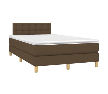 vidaXL Boxspringbett mit Matratze & LED Dunkelbraun 120x190 cm Stoff