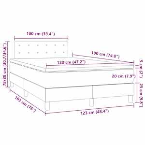 Box spring postel s matrací a LED tmavě hnědá 120x190 cm textil - obrázek 11