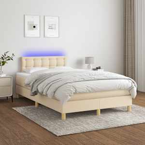 Box spring postel s matrací a LED krémová 120x190 cm textil - obrázek 4