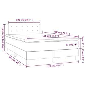 Box spring postel s matrací a LED krémová 120x190 cm textil - obrázek 11
