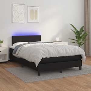 Box spring postel s matrací a LED černá 120 x 190 cm umělá kůže - obrázek 5