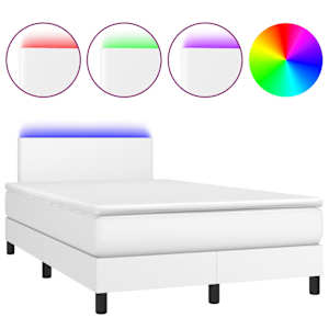 Box spring postel s matrací a LED bílá 120 x 190 cm umělá kůže - obrázek 2