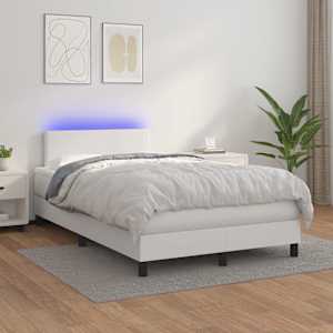 Box spring postel s matrací a LED bílá 120 x 190 cm umělá kůže - obrázek 5