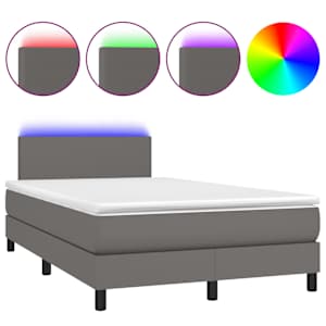 Box spring postel s matrací a LED šedá 120 x 190 cm umělá kůže - obrázek 2