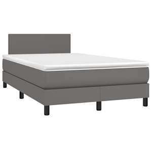 Box spring postel s matrací a LED šedá 120 x 190 cm umělá kůže - obrázek 3