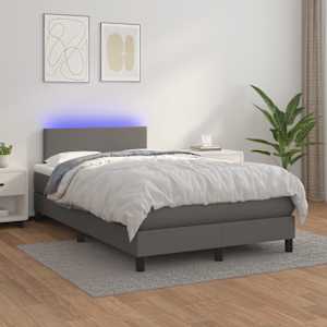 Box spring postel s matrací a LED šedá 120 x 190 cm umělá kůže - obrázek 5