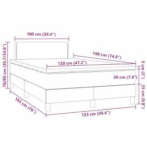 Box spring postel s matrací a LED černá 120 x 190 cm umělá kůže - obrázek 11