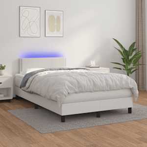 Box spring postel s matrací a LED bílá 120 x 190 cm umělá kůže - obrázek 5