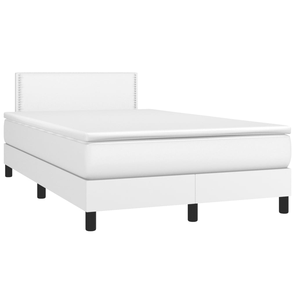 Box spring postel s matrací a LED bílá 120 x 190 cm umělá kůže