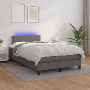 Box spring postel s matrací a LED šedá 120 x 190 cm umělá kůže - obrázek 5