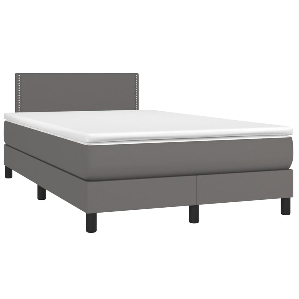 Box spring postel s matrací a LED šedá 120 x 190 cm umělá kůže