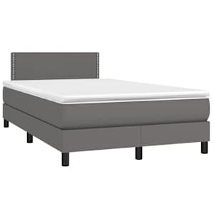 Box spring postel s matrací a LED šedá 120 x 190 cm umělá kůže - obrázek 1