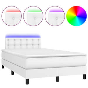 Box spring postel s matrací a LED bílá 120 x 190 cm umělá kůže - obrázek 2