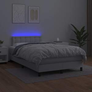 Box spring postel s matrací a LED bílá 120 x 190 cm umělá kůže - obrázek 4