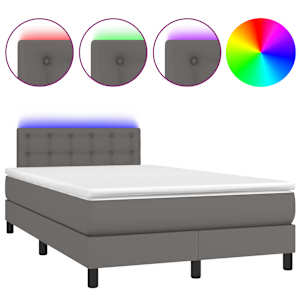 Box spring postel s matrací a LED šedá 120 x 190 cm umělá kůže - obrázek 2