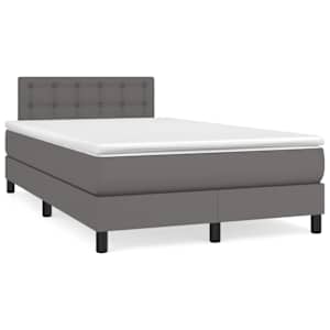 Box spring postel s matrací a LED šedá 120 x 190 cm umělá kůže - obrázek 3