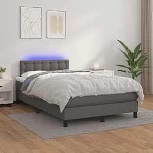 Box spring postel s matrací a LED šedá 120 x 190 cm umělá kůže - obrázek 5