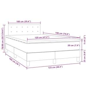Box spring postel s matrací a LED šedá 120 x 190 cm umělá kůže - obrázek 11
