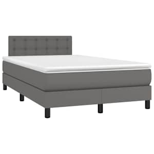 Box spring postel s matrací a LED šedá 120 x 190 cm umělá kůže - obrázek 1