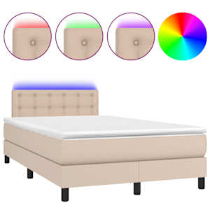 Box spring postel matrace a LED cappuccino 120x190cm umělá kůže - obrázek 2