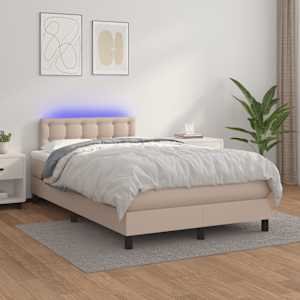 Box spring postel matrace a LED cappuccino 120x190cm umělá kůže - obrázek 5