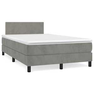 Box spring postel s matrací a LED světle šedá 120x190 cm samet - obrázek 3